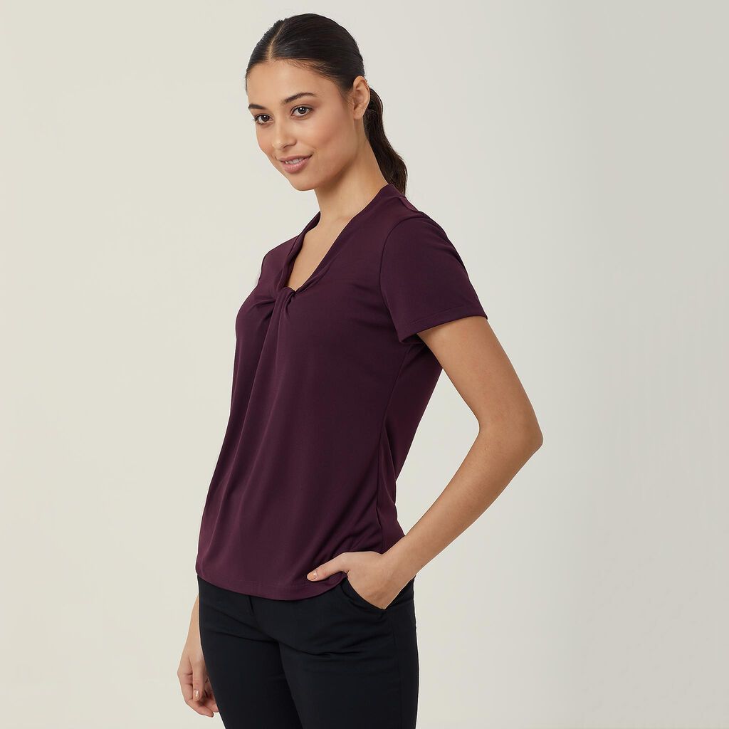 NNT - Matt Jersey Twist Neck Top (Blackberry)