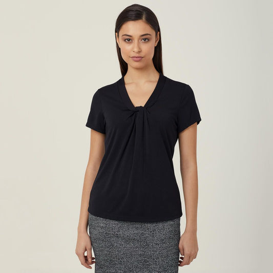 NNT - Matt Jersey Twist Neck Top (Black)