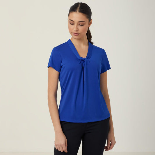 NNT - Matt Jersey Twist Neck Top (Cobalt)