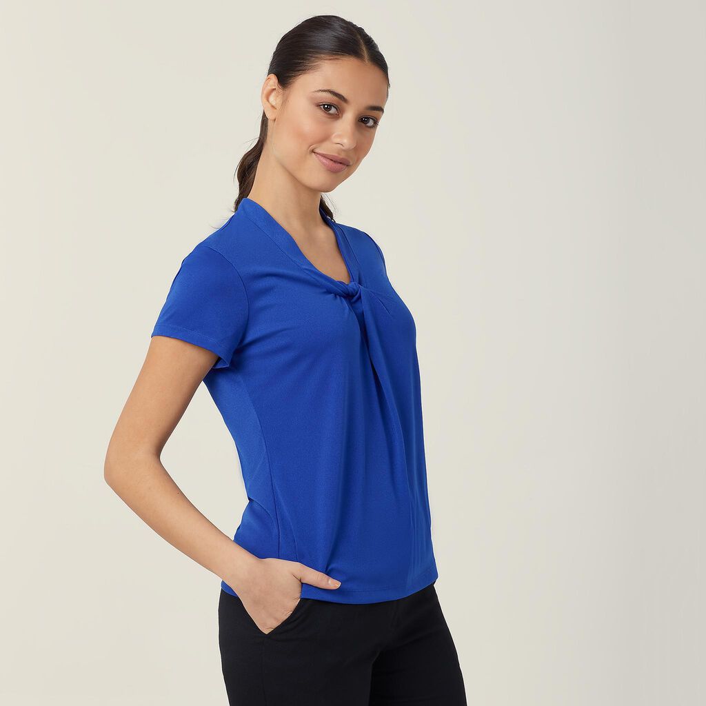 NNT - Matt Jersey Twist Neck Top (Cobalt)