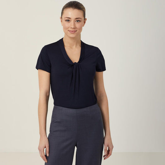 NNT - Matt Jersey Twist Neck Top (Dark Navy)