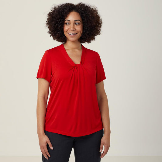 NNT - Matt Jersey Twist Neck Top (Red)