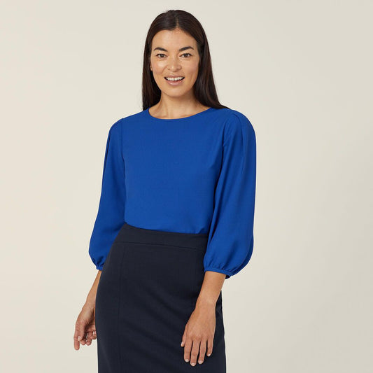 NNT - French Georgette 3/4 Sleeve Top (Cobalt)