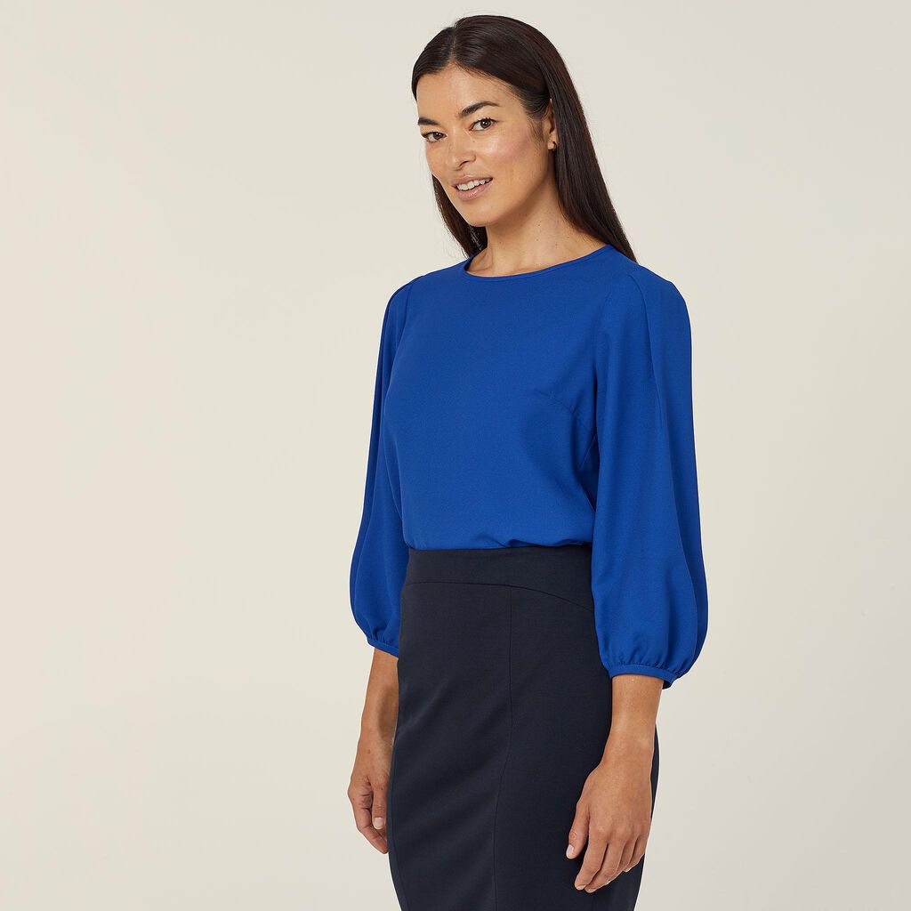 NNT - French Georgette 3/4 Sleeve Top (Cobalt)