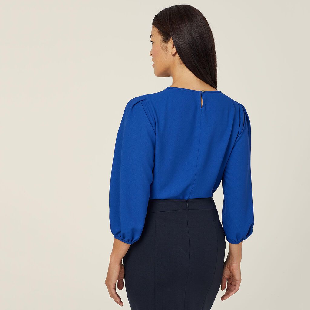 NNT - French Georgette 3/4 Sleeve Top (Cobalt)