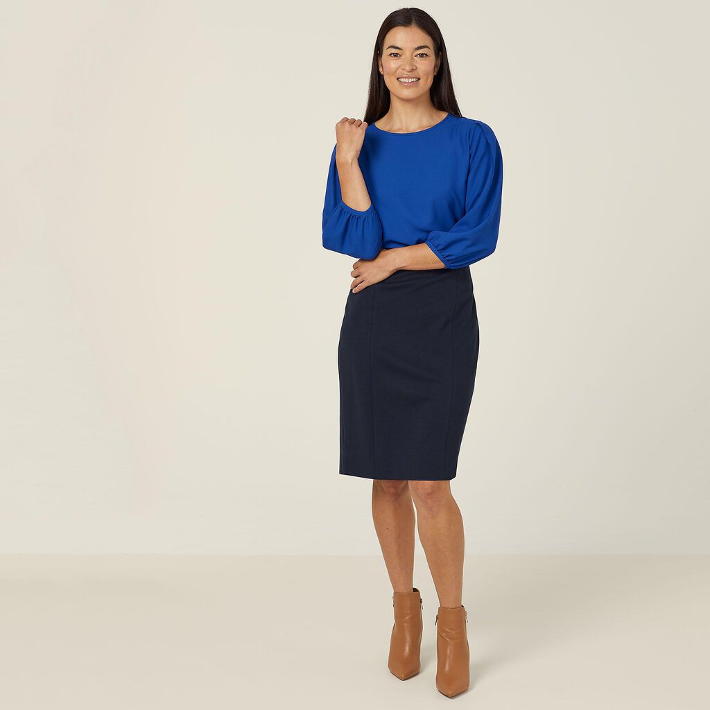 NNT - French Georgette 3/4 Sleeve Top (Cobalt)