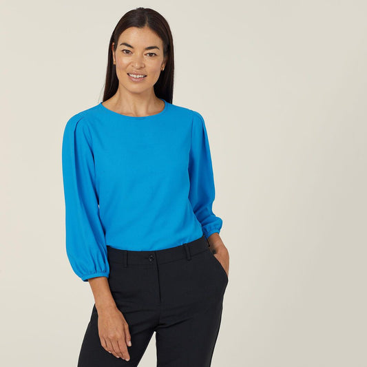 NNT - French Georgette 3/4 Sleeve Top (Cyan)