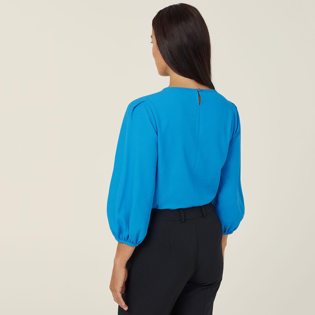 NNT - French Georgette 3/4 Sleeve Top (Cyan)
