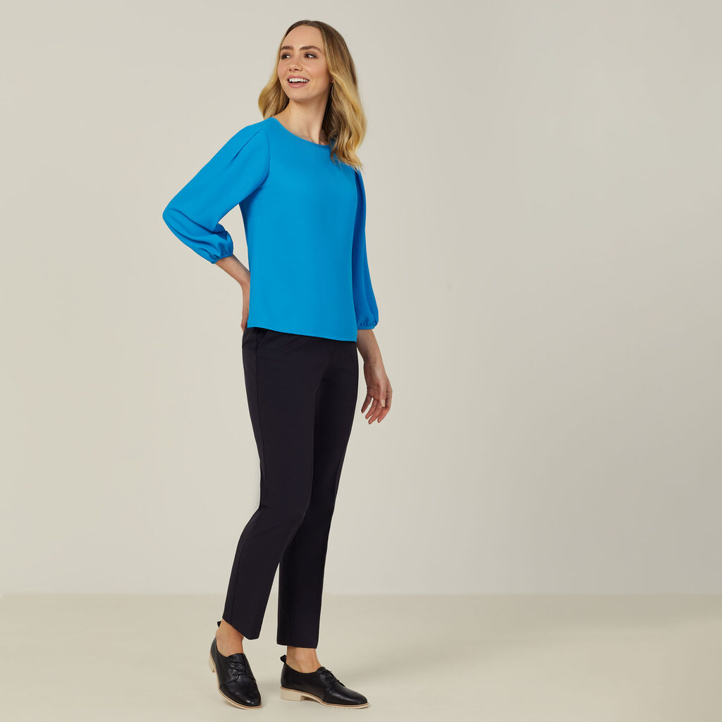 NNT - French Georgette 3/4 Sleeve Top (Cyan)