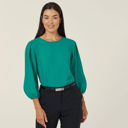 NNT - French Georgette 3/4 Sleeve Top (Emerald)