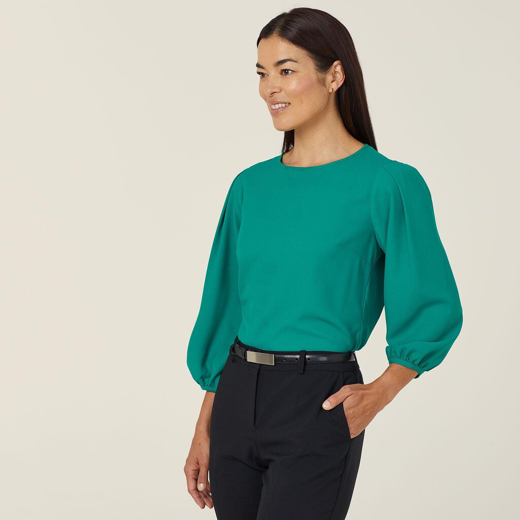 NNT - French Georgette 3/4 Sleeve Top (Emerald)