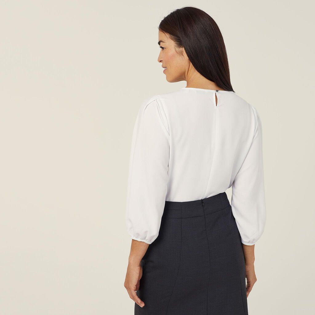 NNT - French Georgette 3/4 Sleeve Top (White)