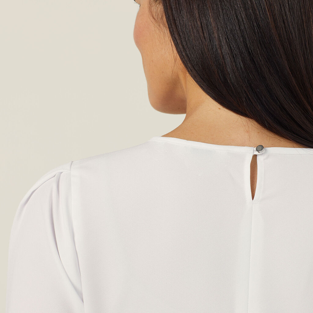 NNT - French Georgette 3/4 Sleeve Top (White)