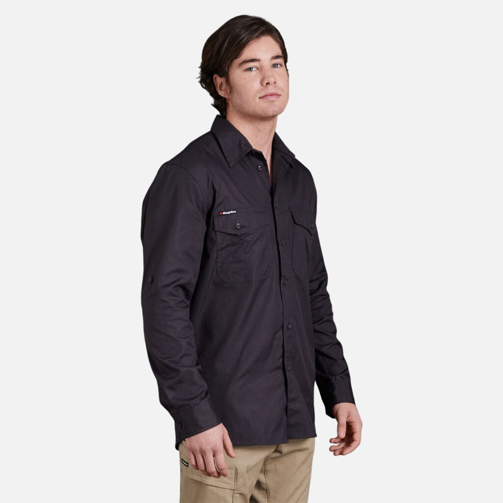 King Gee - Workcool 2 Lightweight Long Sleeve Shirt (Charcoal)
