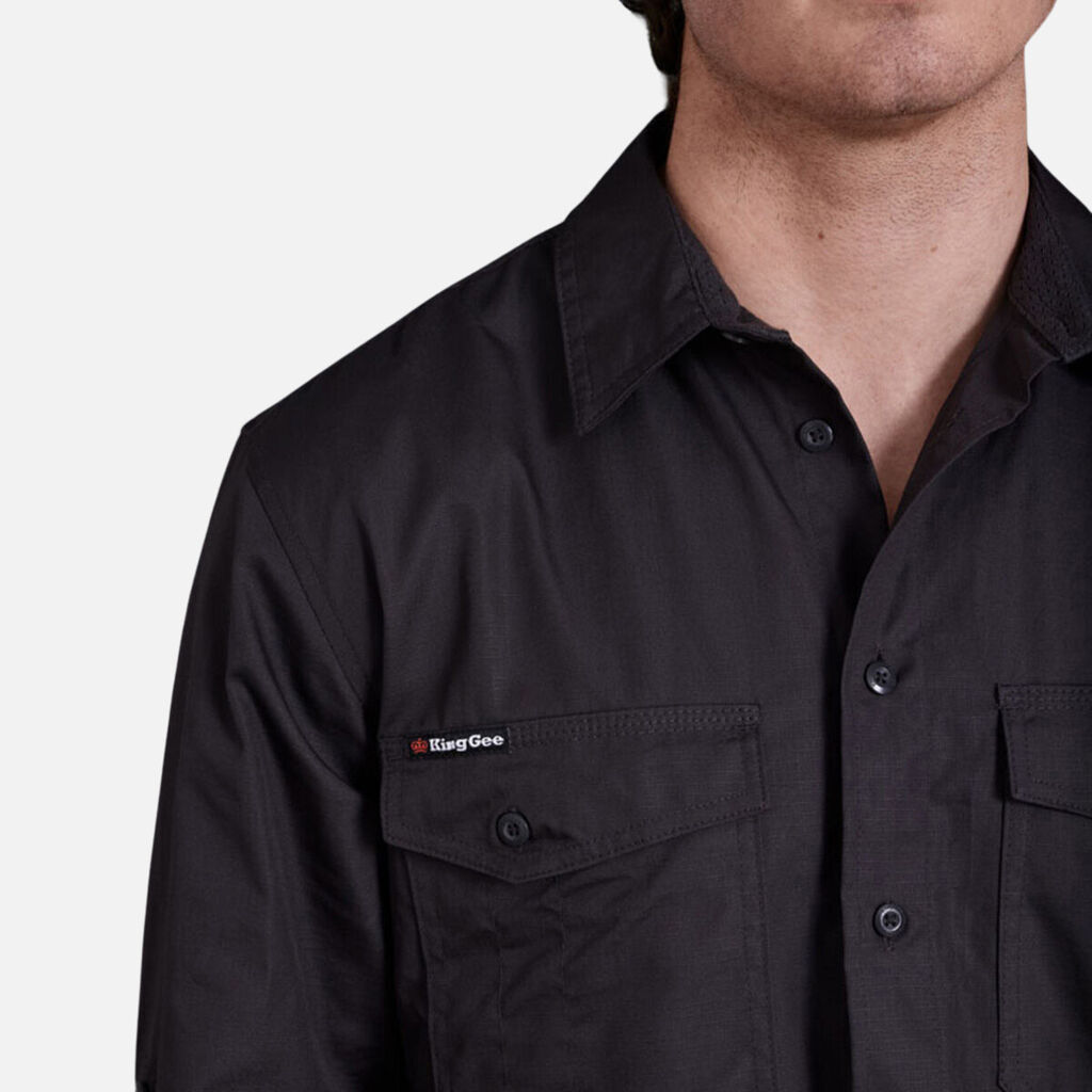 King Gee - Workcool 2 Lightweight Long Sleeve Shirt (Charcoal)