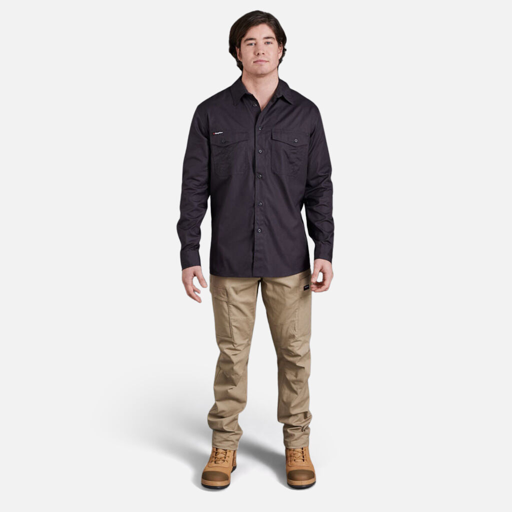King Gee - Workcool 2 Lightweight Long Sleeve Shirt (Charcoal)