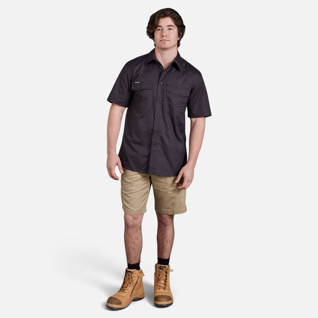 King Gee - Workcool 2 Lightweight Short Sleeve Shirt (Charcoal)