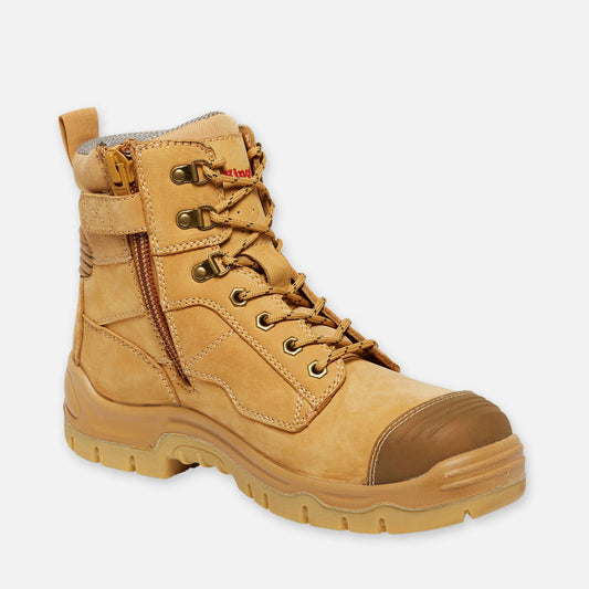 King Gee - Phoenix Zip Lace Safety Work Boot With Scuff Cap (Wheat)