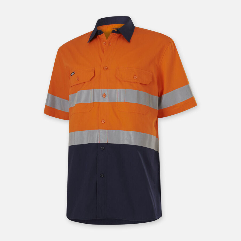 King Gee - Workcool Vented Splice Shirt Taped Short Sleeve (Orange/Navy)