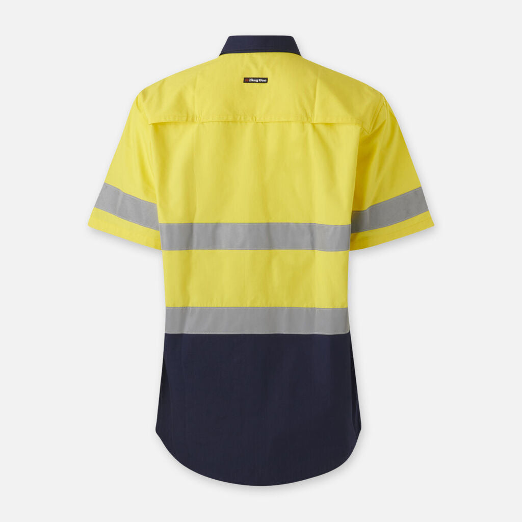 King Gee - Workcool Vented Splice Shirt Taped Short Sleeve (Yellow/Navy)