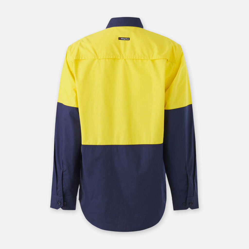 King Gee - Workcool Vented Spliced Shirt Long Sleeve (Yellow/Navy)