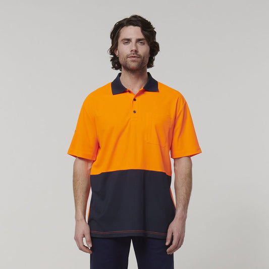 Hardyakka - Short Sleeve Hi-Vis Polo (Orange/Navy)