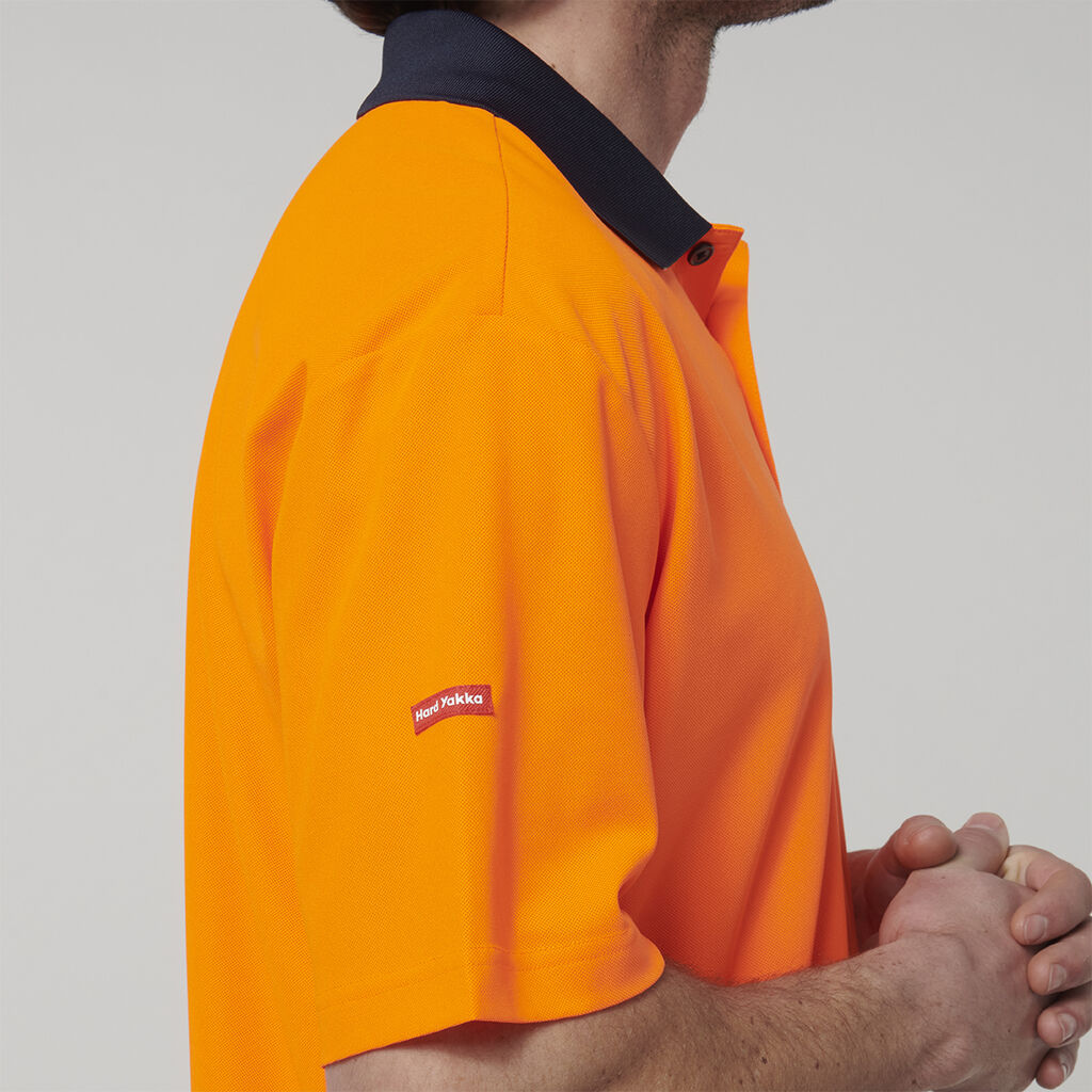 Hardyakka - Short Sleeve Hi-Vis Polo (Orange/Navy)