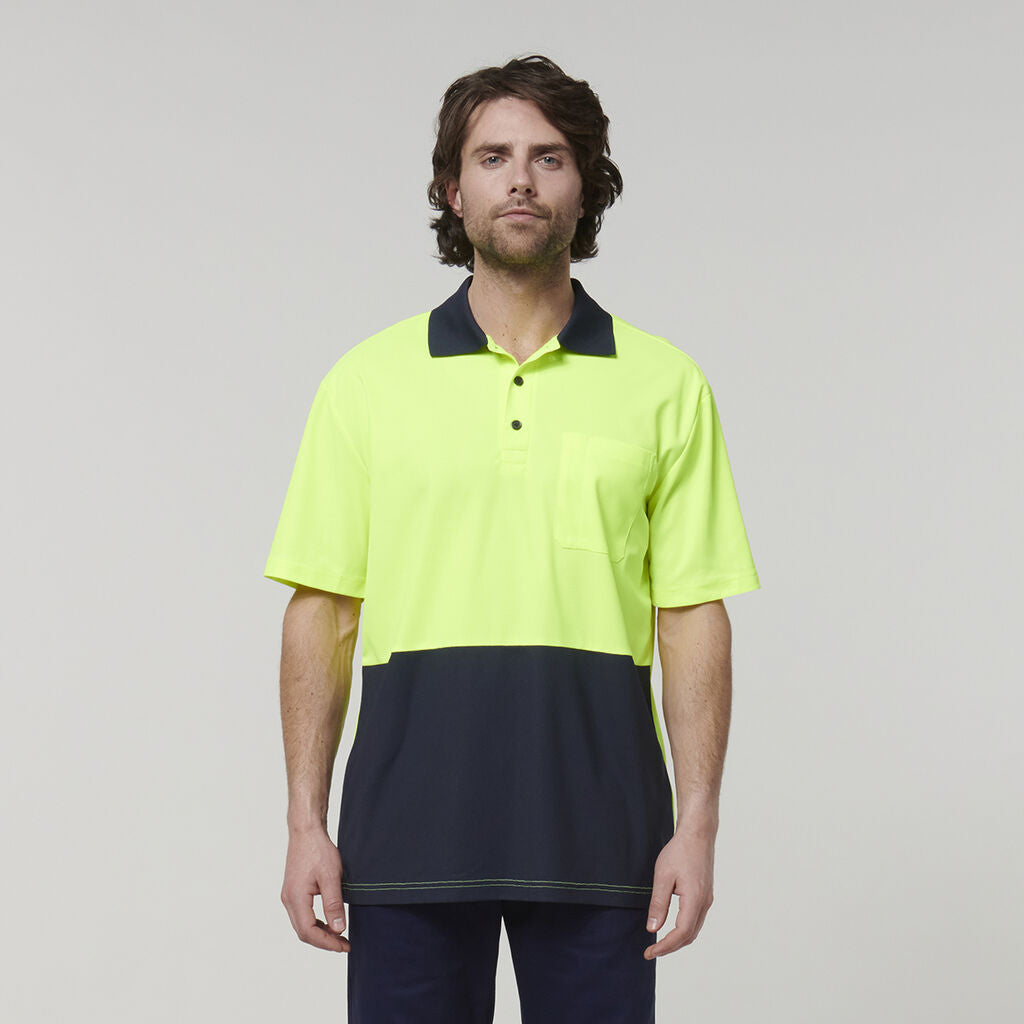Hardyakka - Short Sleeve Hi-Vis Polo (Yellow/Navy)