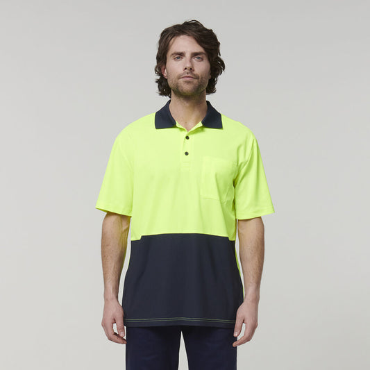 Hardyakka - Short Sleeve Hi-Vis Polo (Yellow/Navy)