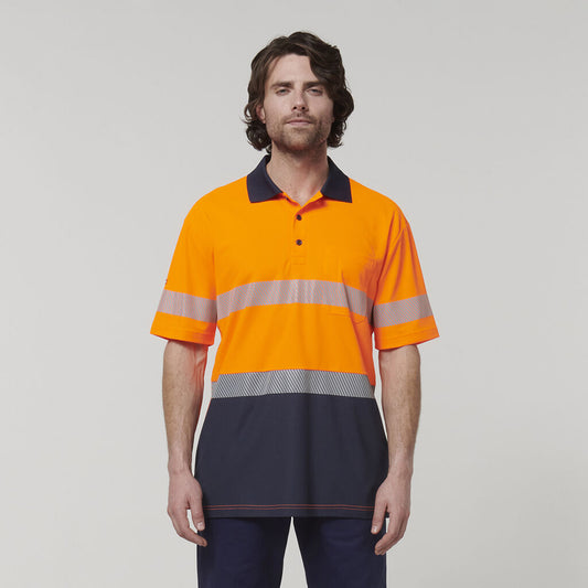 Hardyakka - Short Sleeve Taped Hi-Vis Polo (Orange/Navy)