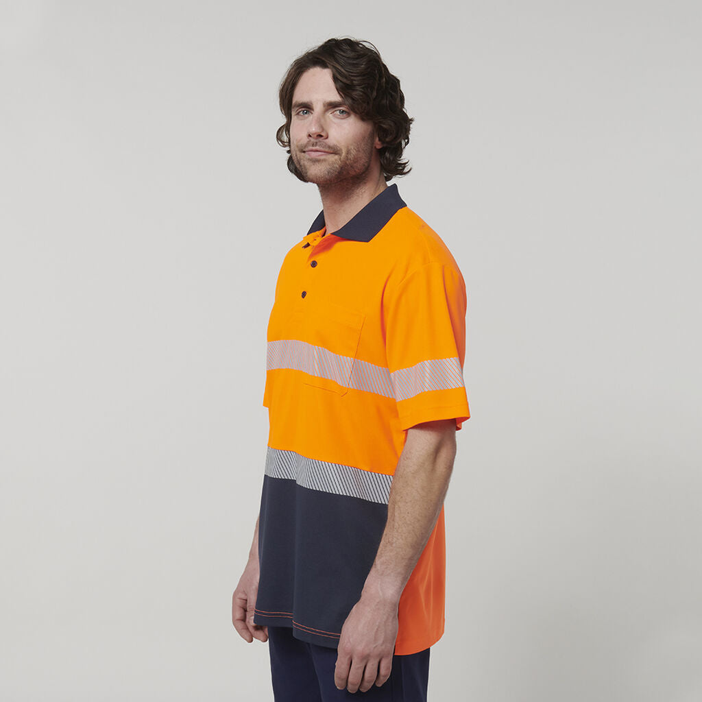 Hardyakka - Short Sleeve Taped Hi-Vis Polo (Orange/Navy)