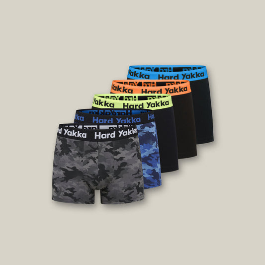 Hard Yakka - Cotton Trunk 5 Pack (Black/Camo)